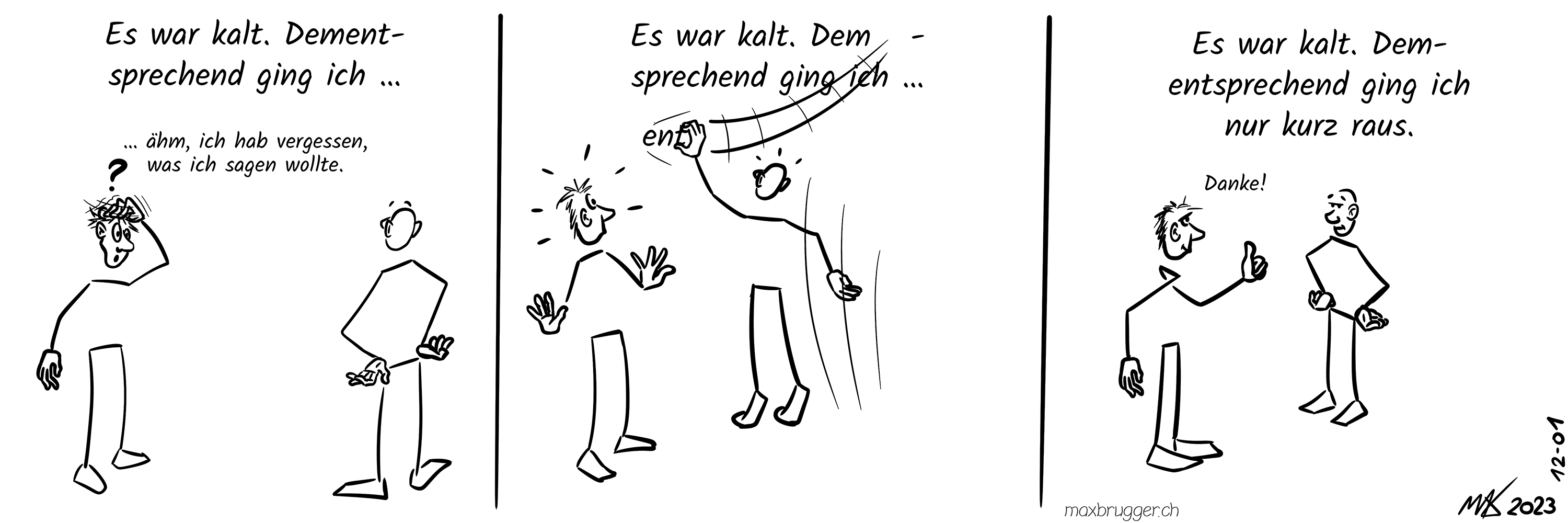 Dement sprechend versus dementsprechend.
